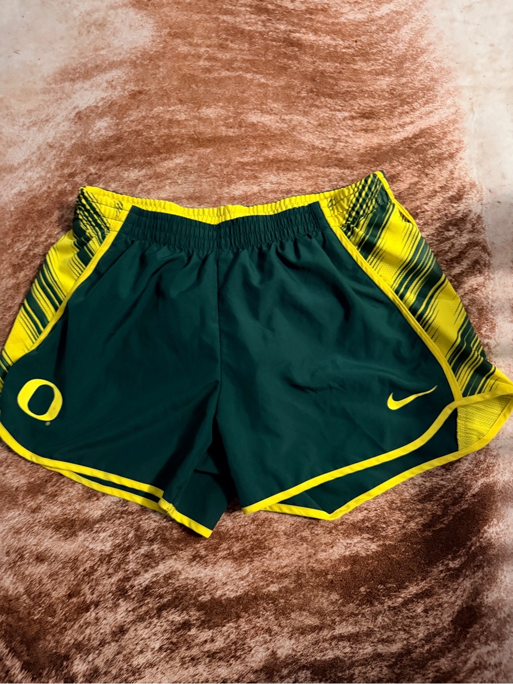 Nike Women’s Dark Green & Yellow Athletic Shorts